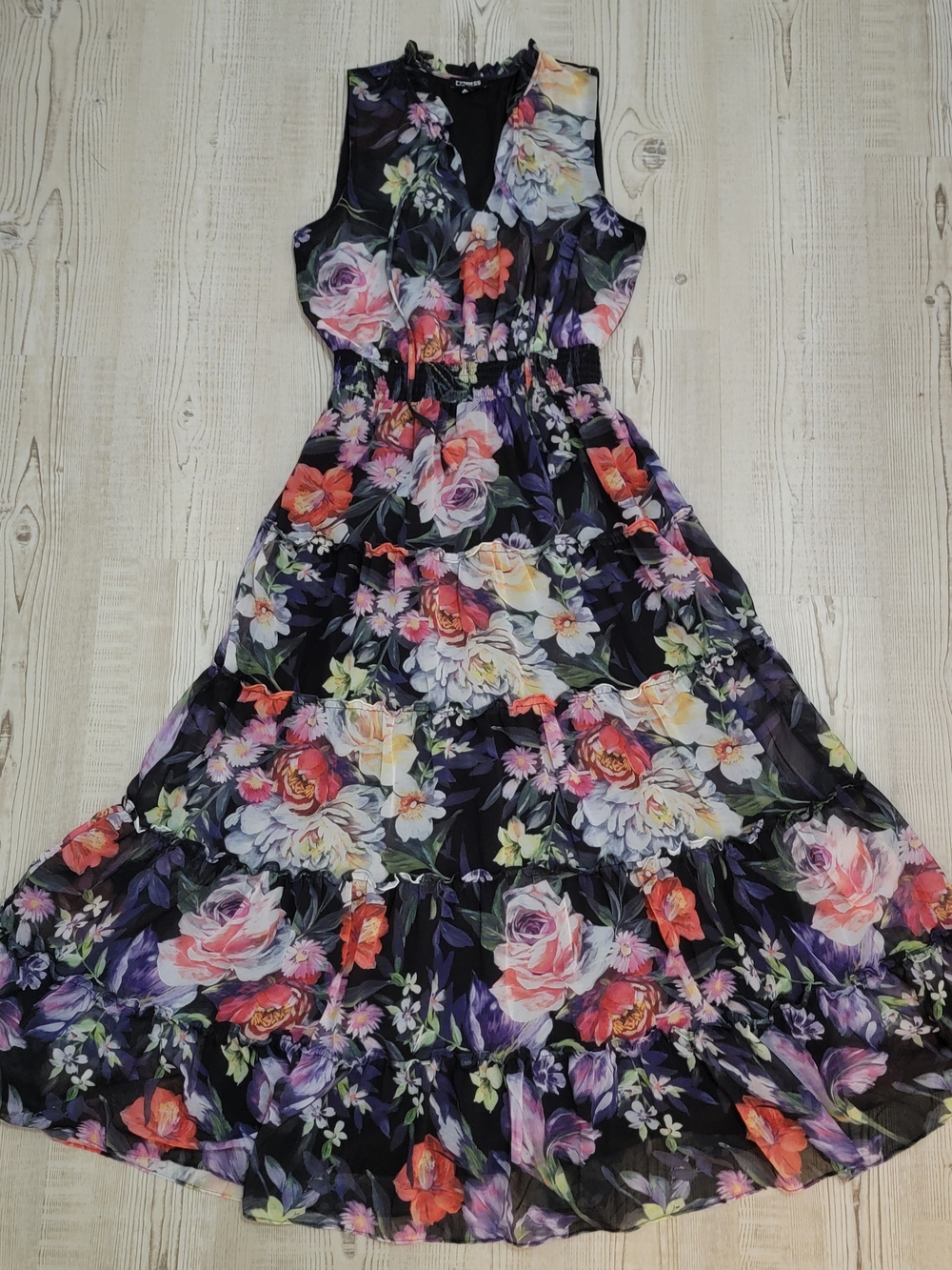 Express Floral Print Maxi Dress Medium Garden Wedding Guest Romantic Evening